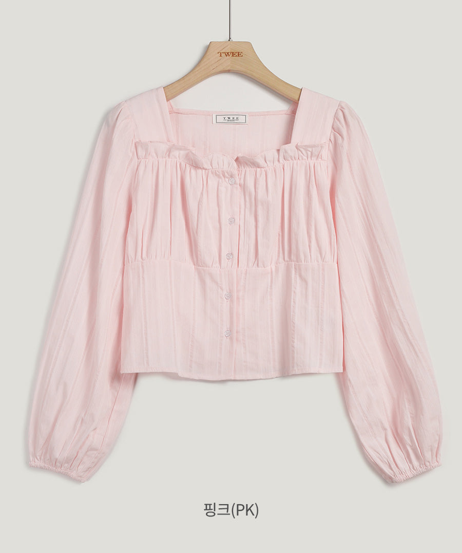 [TWEE] Mof Frill Crop Blouse