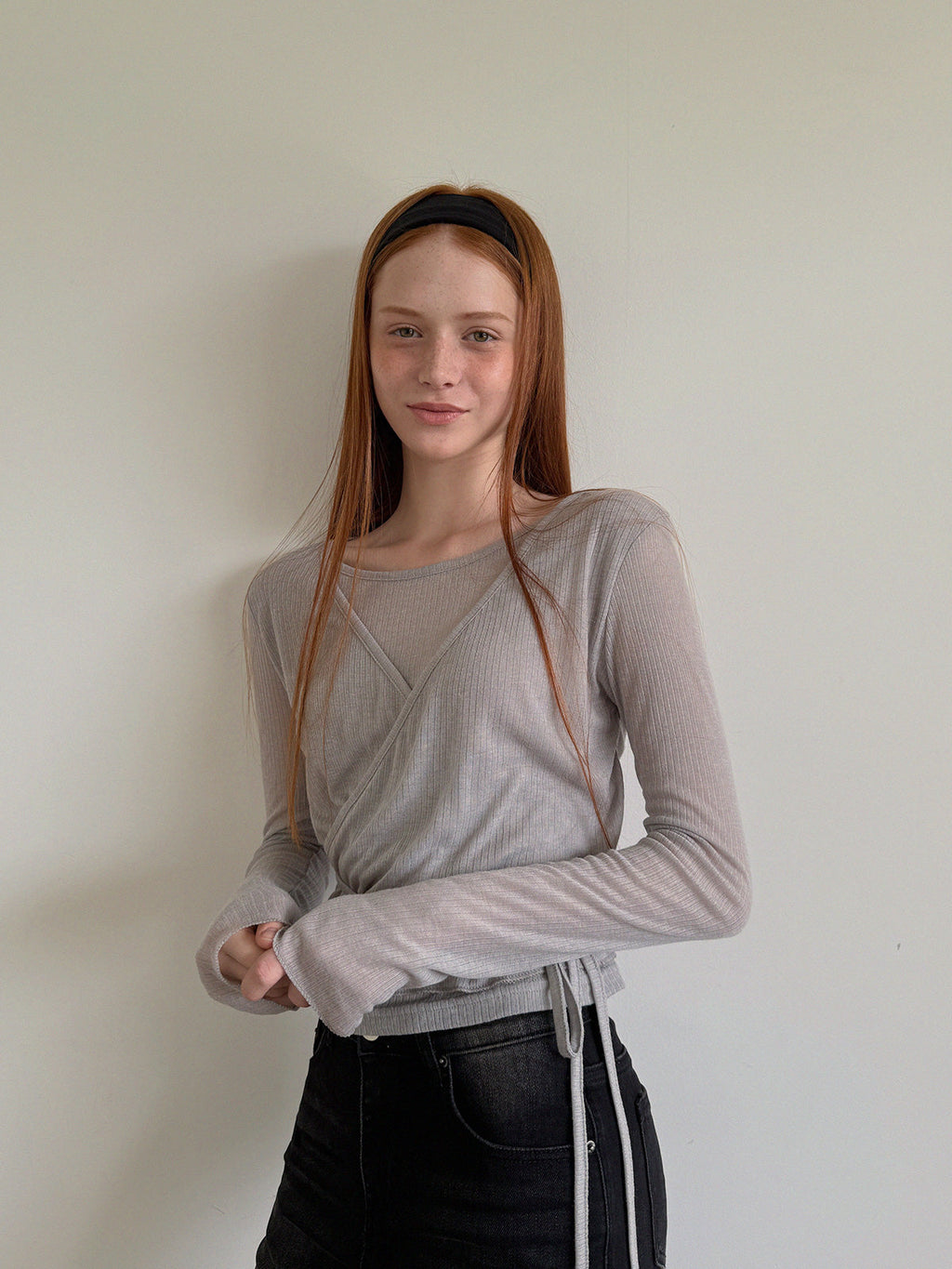 [TWEE] Eren Layered Wrap Long Sleeve T-Shirt