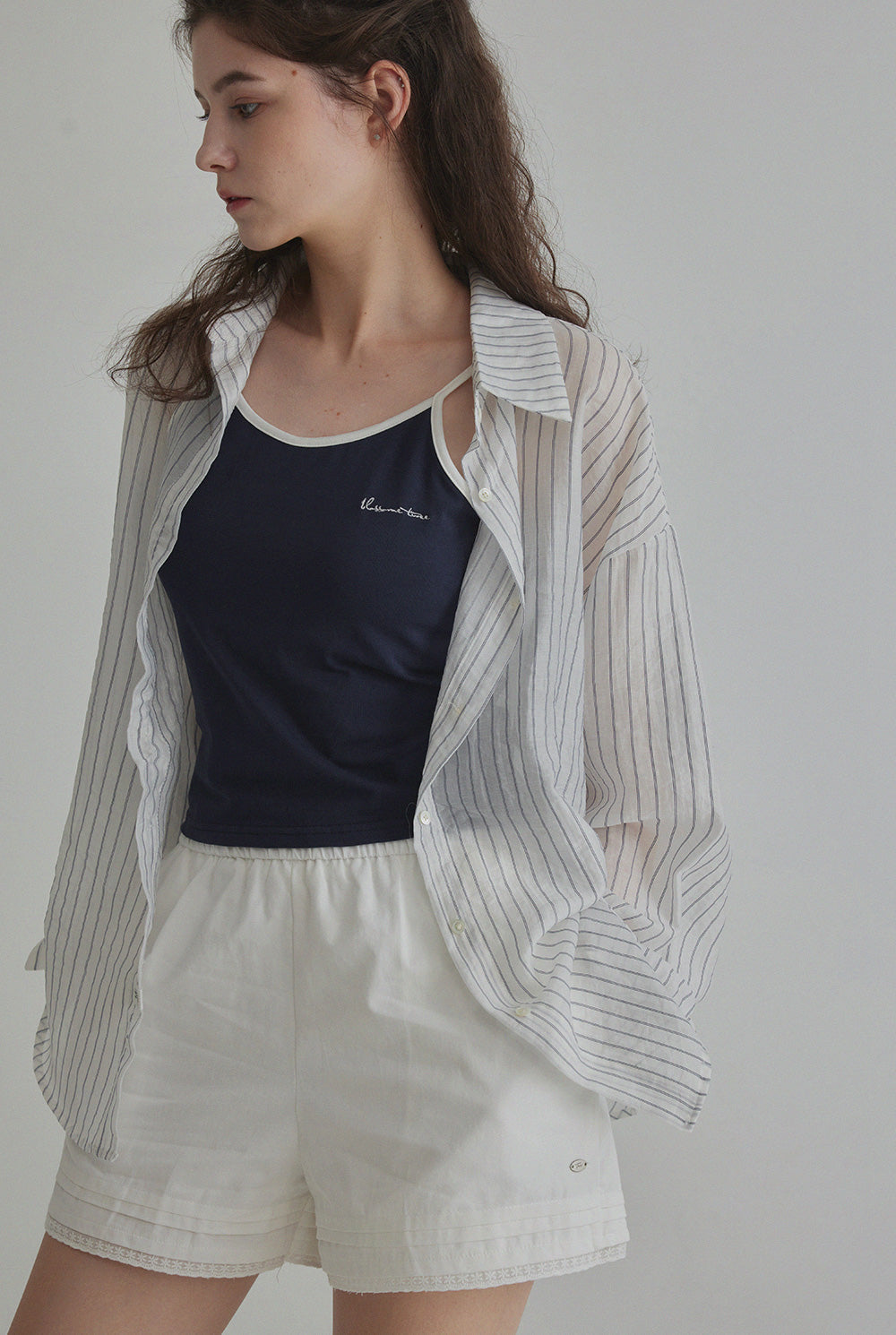 [TWEE] Benrit Oversized Stripe Shirt (with Scrunchie Set)