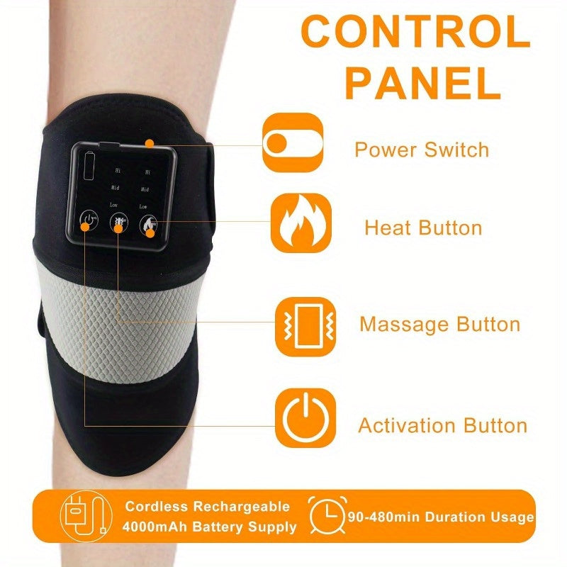 NNETM Electric Heating Knee Pad – Cordless Joint Hot Compress Massager(Black)