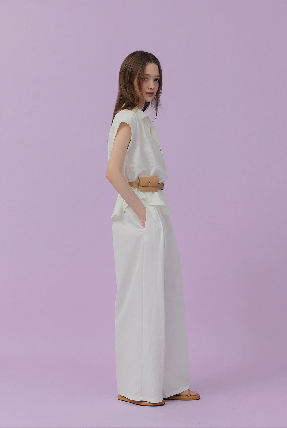 [TWEE] Unt Pin-Tuck Collar Overfit Shirt