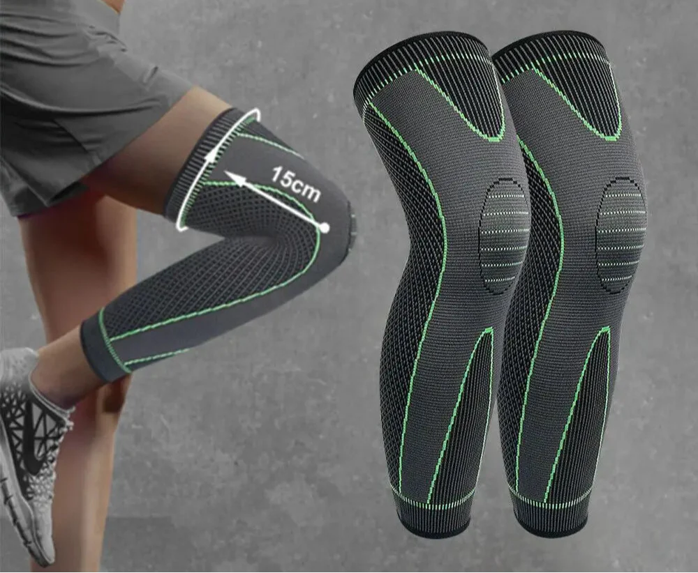 NNEOBA 2Pcs Full Length Knee Support Compression Sleeve XL Green