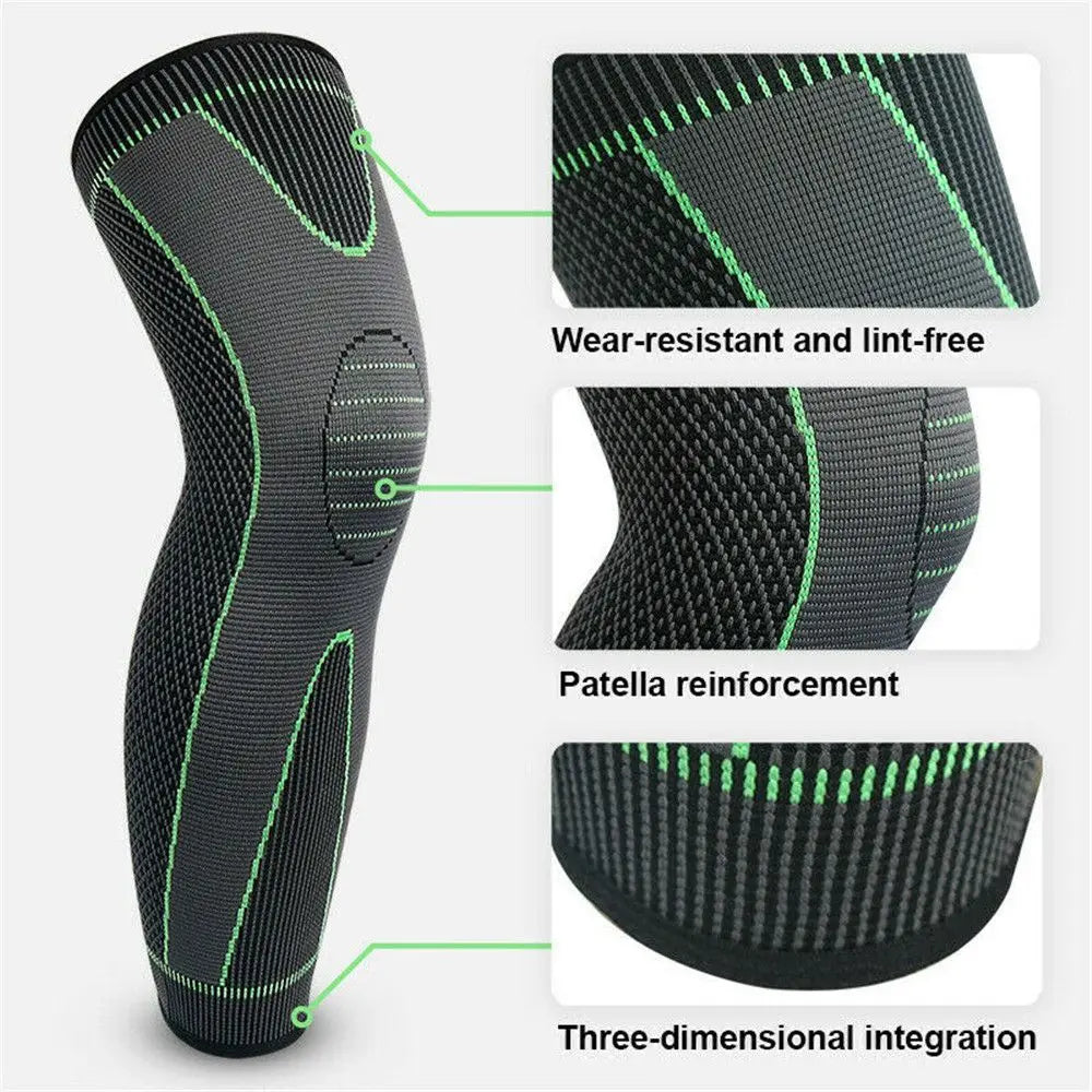 NNEOBA 2Pcs Full Length Knee Support Compression Sleeve XL Green