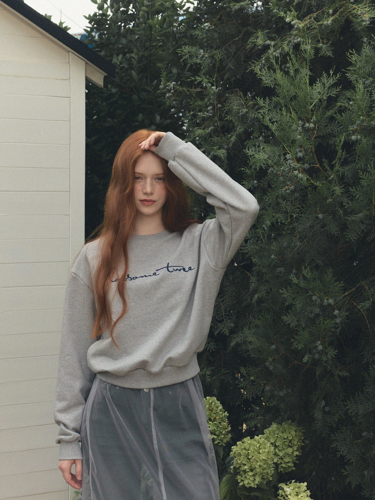 【TWEE】Poeden Big Lettering Embroidered Sweatshirt