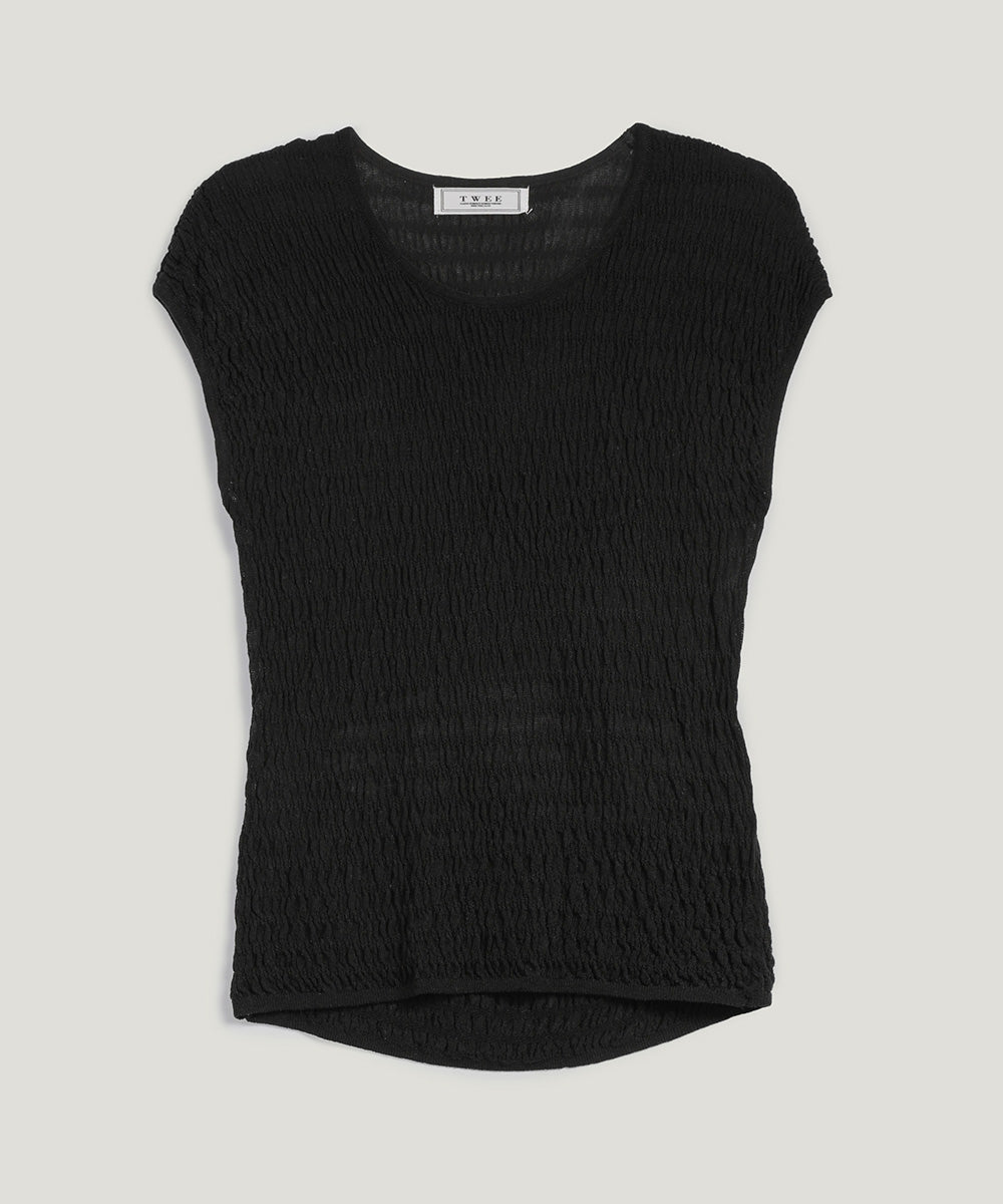 [TWEE] Morini Back-Slit Pleated T-Shirt