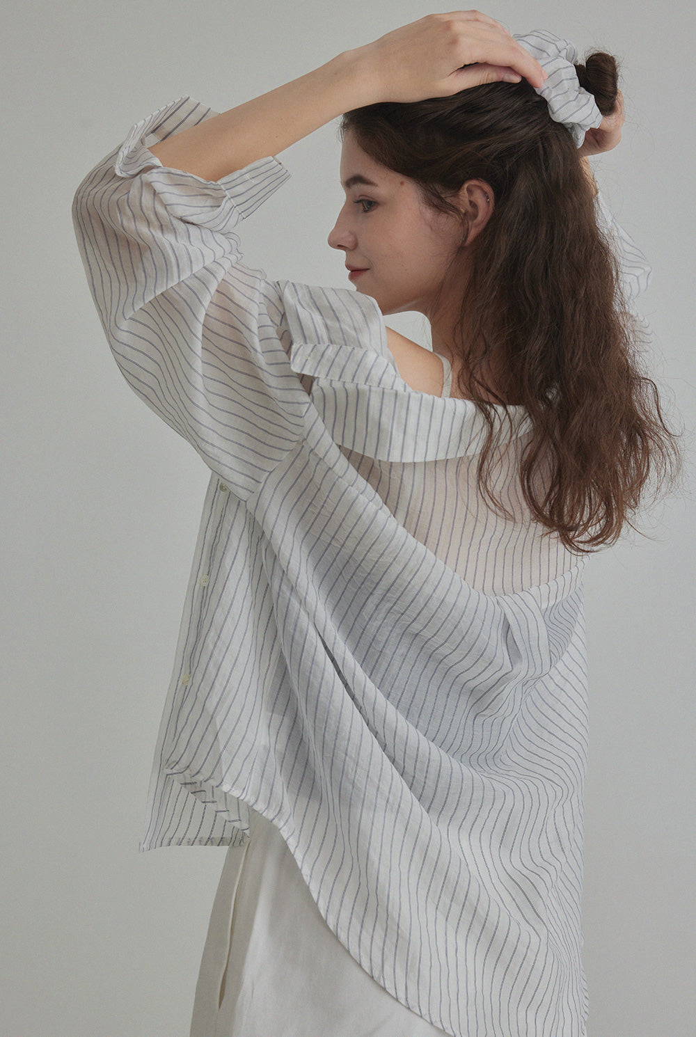 [TWEE] Benrit Oversized Stripe Shirt (with Scrunchie Set)