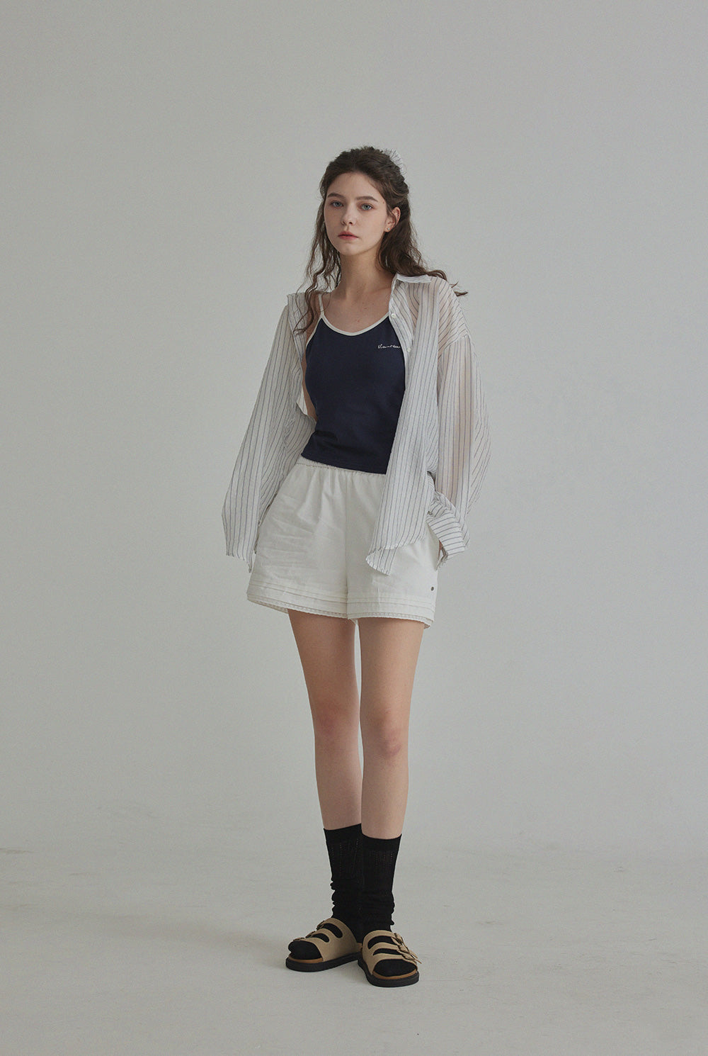 [TWEE] Benrit Oversized Stripe Shirt (with Scrunchie Set)