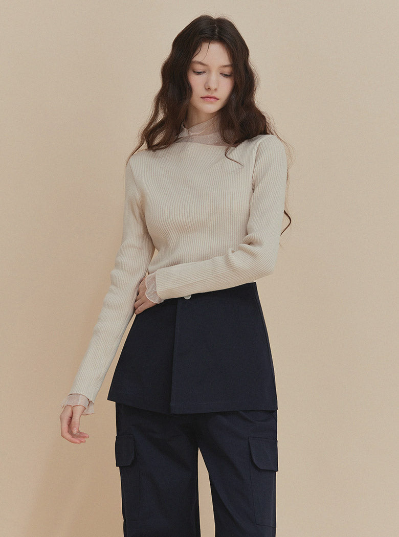 [TWEE] Tinin Asymmetric Neck Ribbed Knit
