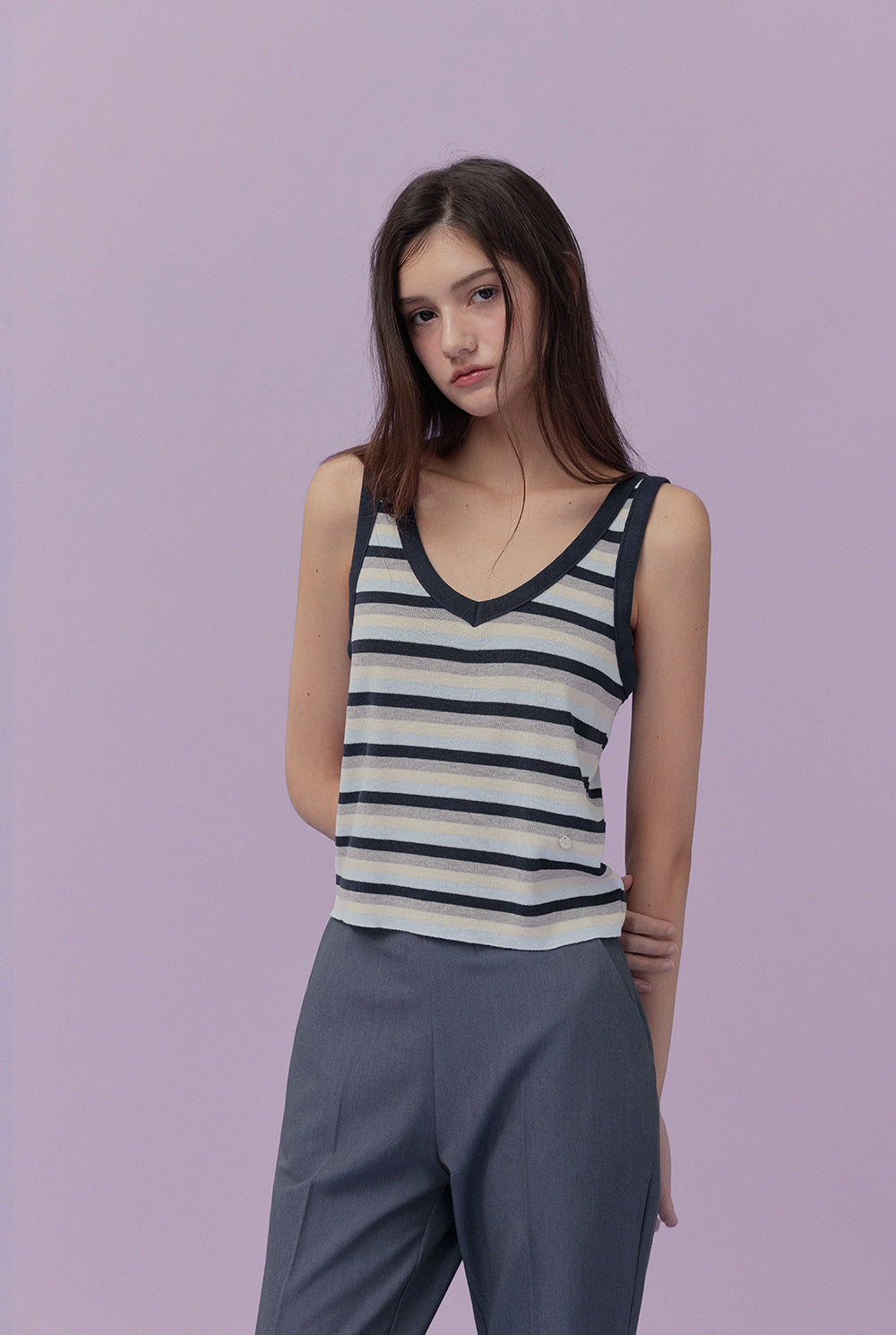 [TWEE] Meum Multi-Stripe Sleeveless Top