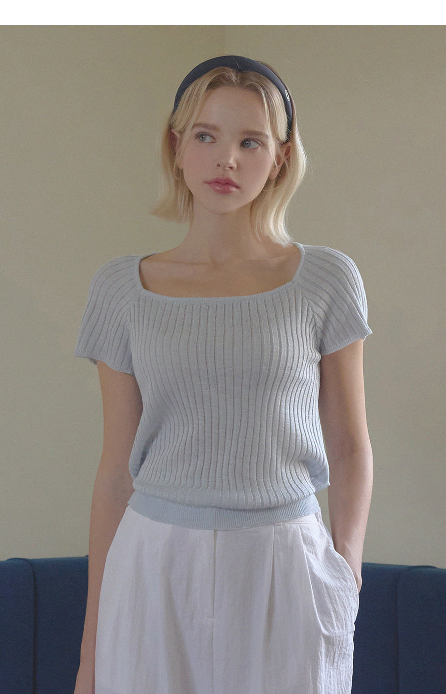 [TWEE] Back Ribbon Square Knit