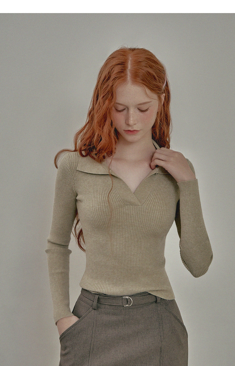 [TWEE] Sarasota Open Collar Golji Knit