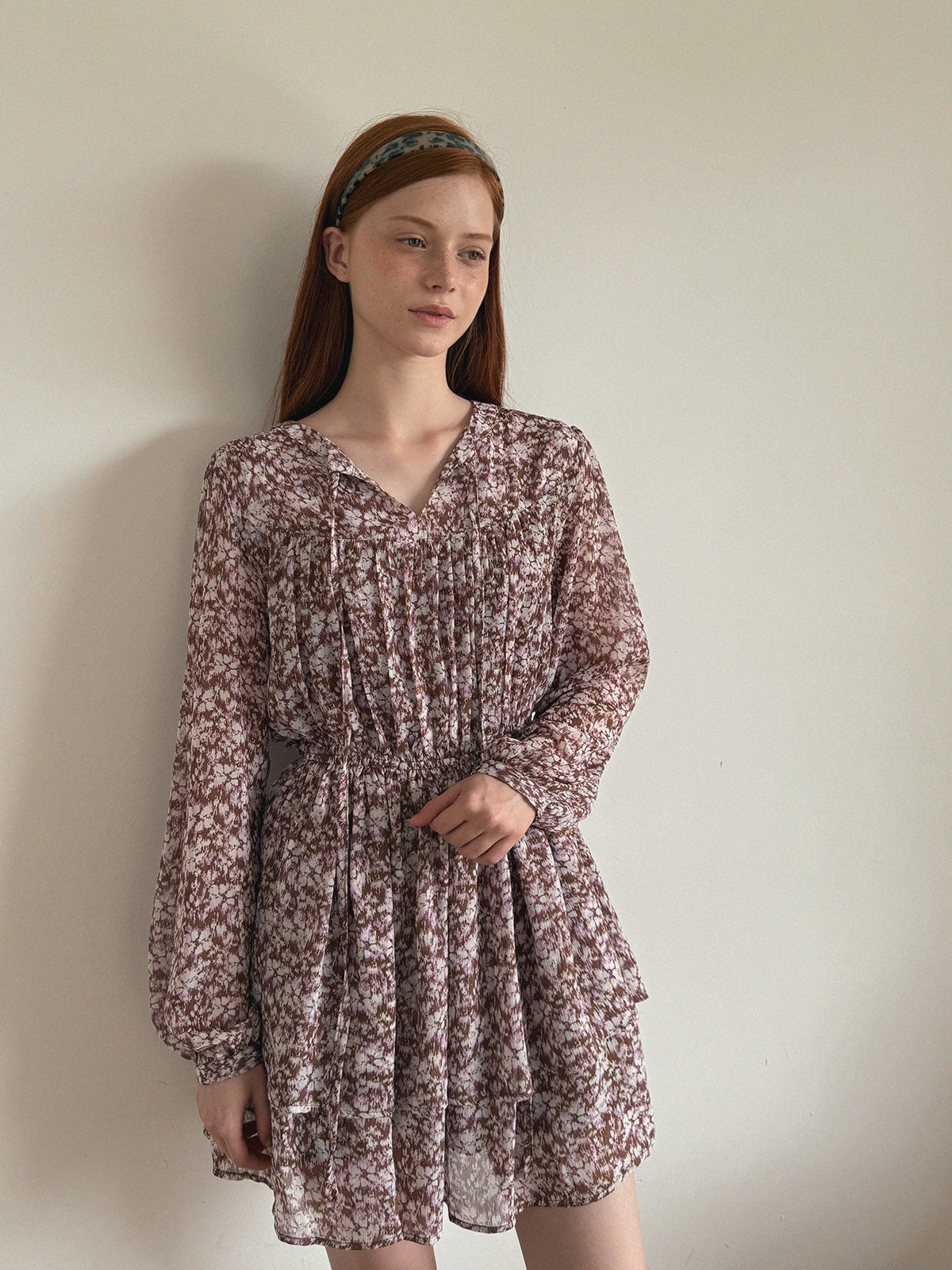 [TWEE] Sita Printed Chiffon Tiered Long Dress