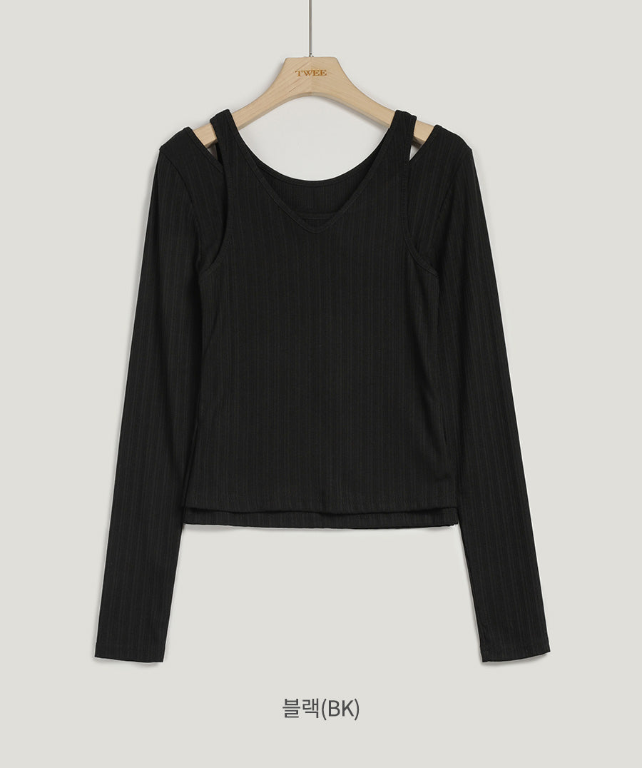 [TWEE]Durn Cut-Out Layered T-Shirt