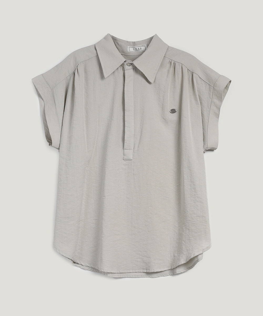 [TWEE] Unt Pin-Tuck Collar Overfit Shirt