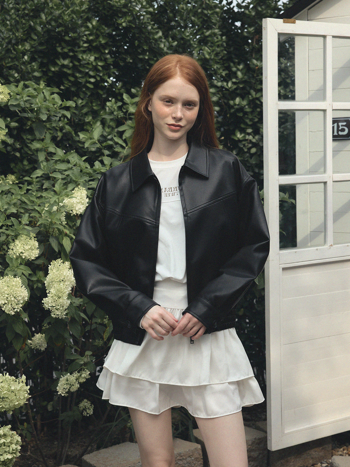 [TWEE] Loved Collar Blouson Jumper [Suede/ Leather]