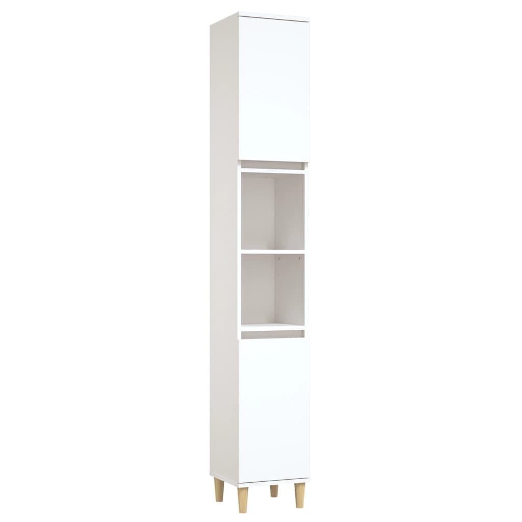 NNEVL Bathroom Cabinet White 30x30x190 cm Engineered Wood
