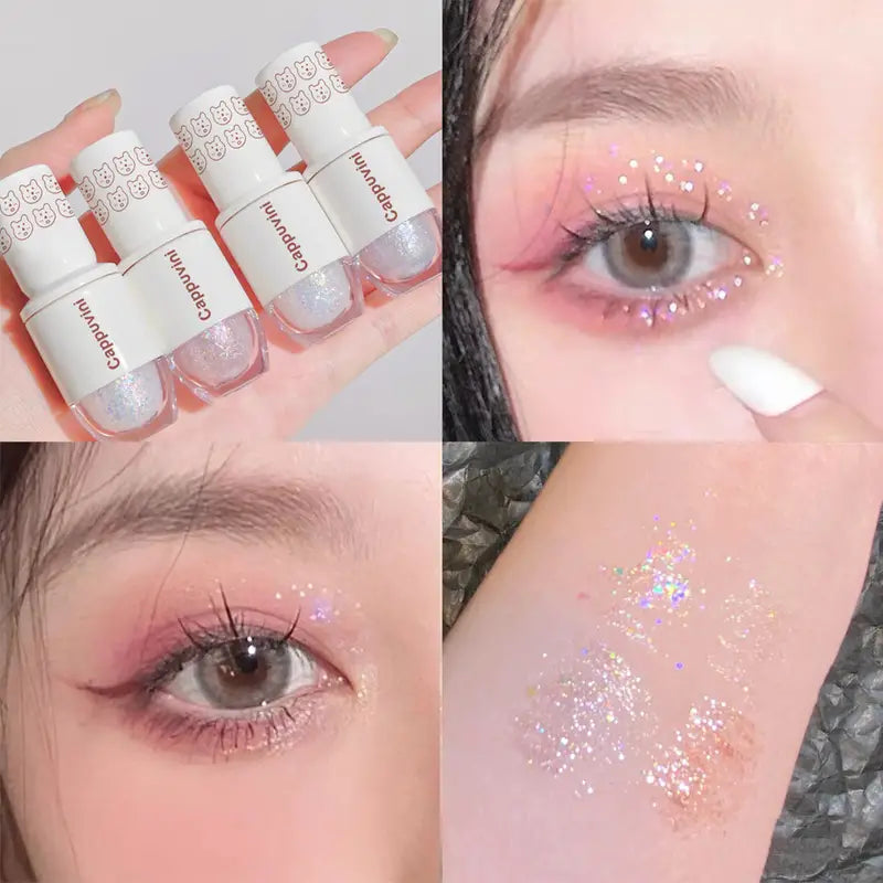 NNETM 6 Color Liquid Eyeshadow with Highlight Sequins - Sparkling, Waterproof, and Long-Lasting Makeup