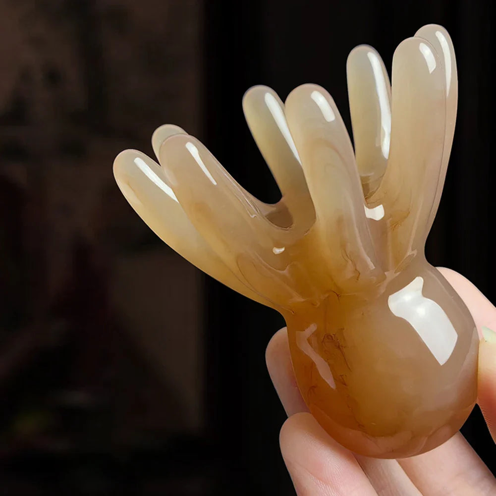 NNEOBA 2Pcs Portable Resin Octopus Massage Comb 8 Prong Brown