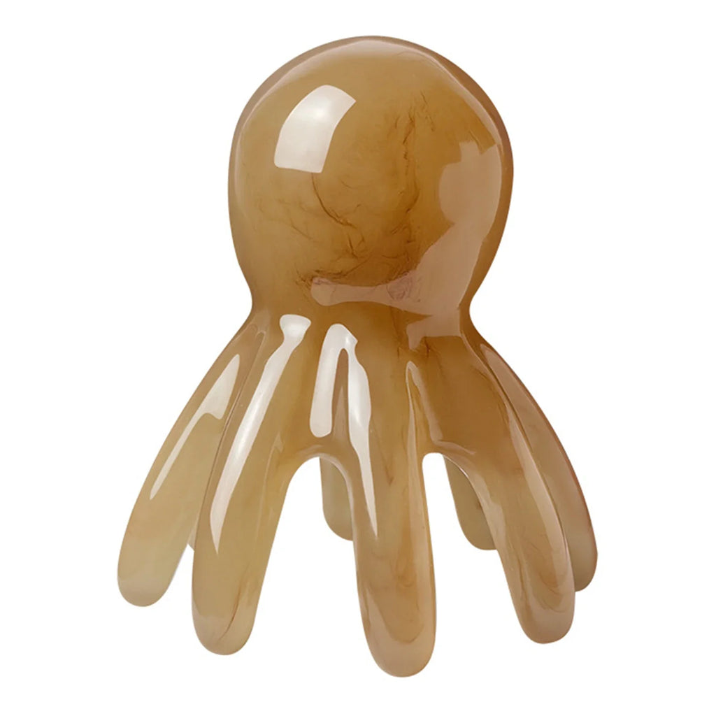 NNEOBA 2Pcs Portable Resin Octopus Massage Comb 8 Prong Brown