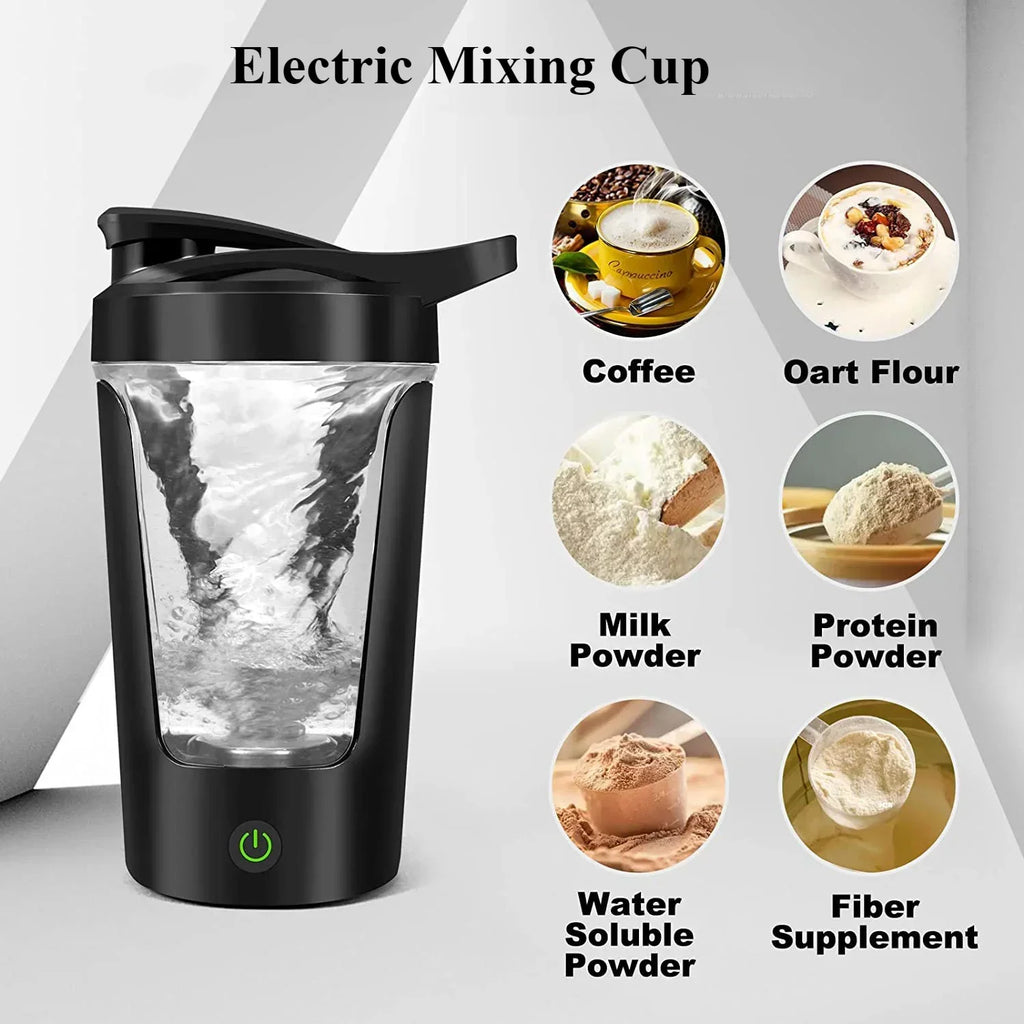 NNEOBA Portable Electric Protein Shaker Bottle 450ML Self-Mixing Blender Cup Black