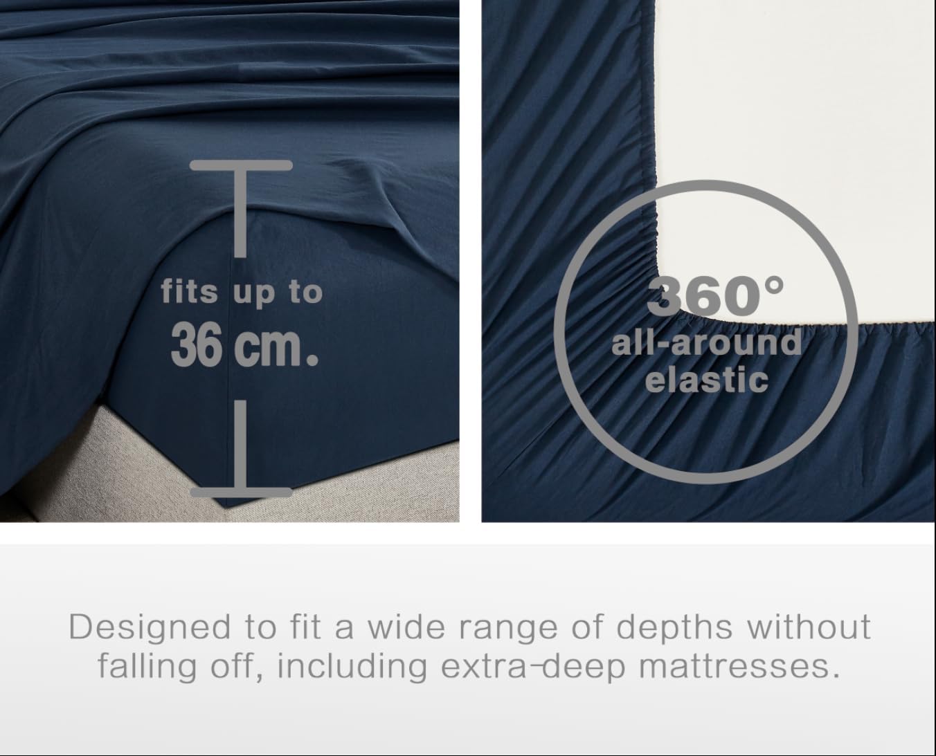 NNEDSZ Vintage Washed Microfibre Sheet Set with 1 Pillowcase - Navy - King Single