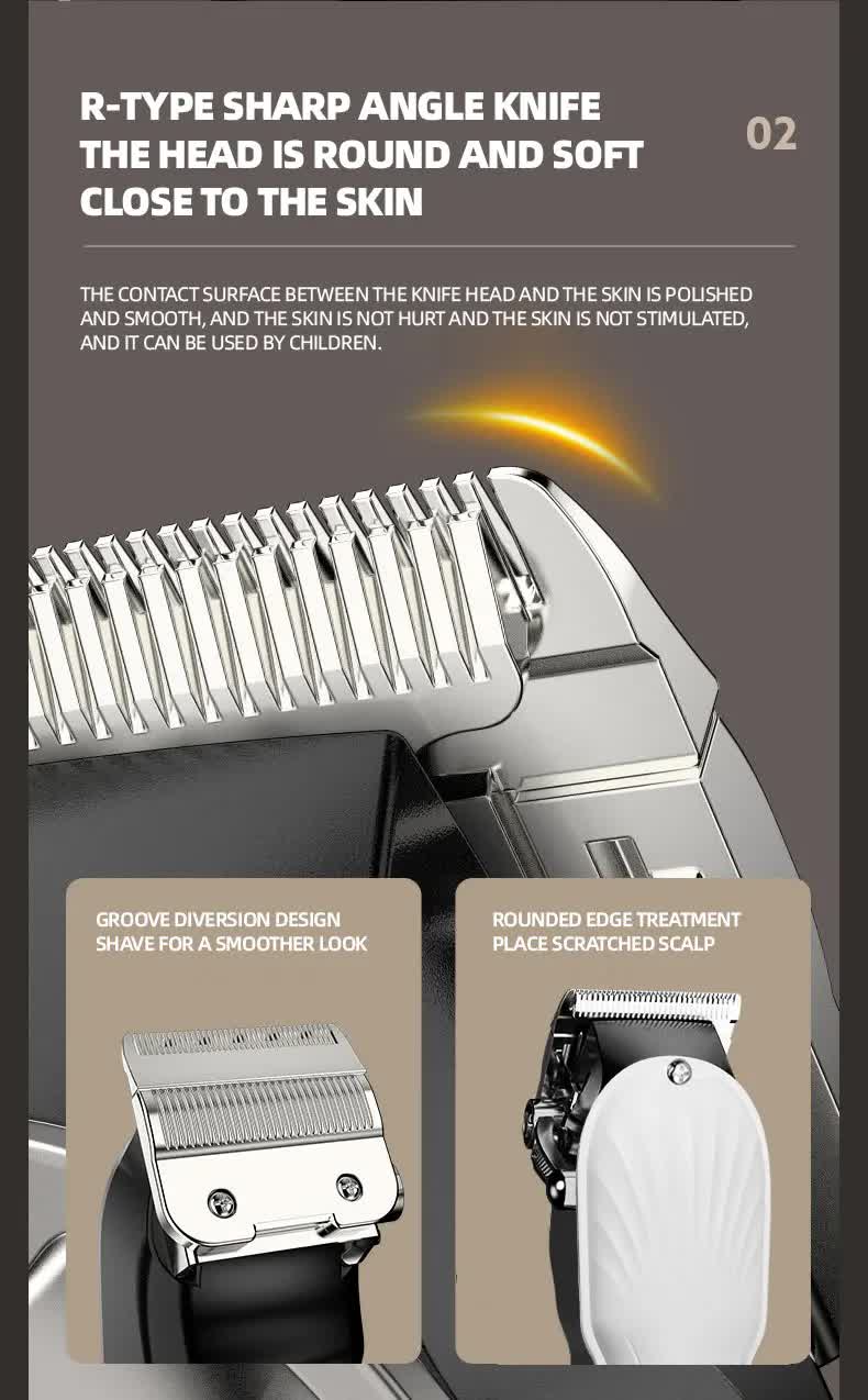 NNEDSZ White Professional Cordless Hair Clipper with LED Display - Rechargeable Electric Hair Trimmer for Men