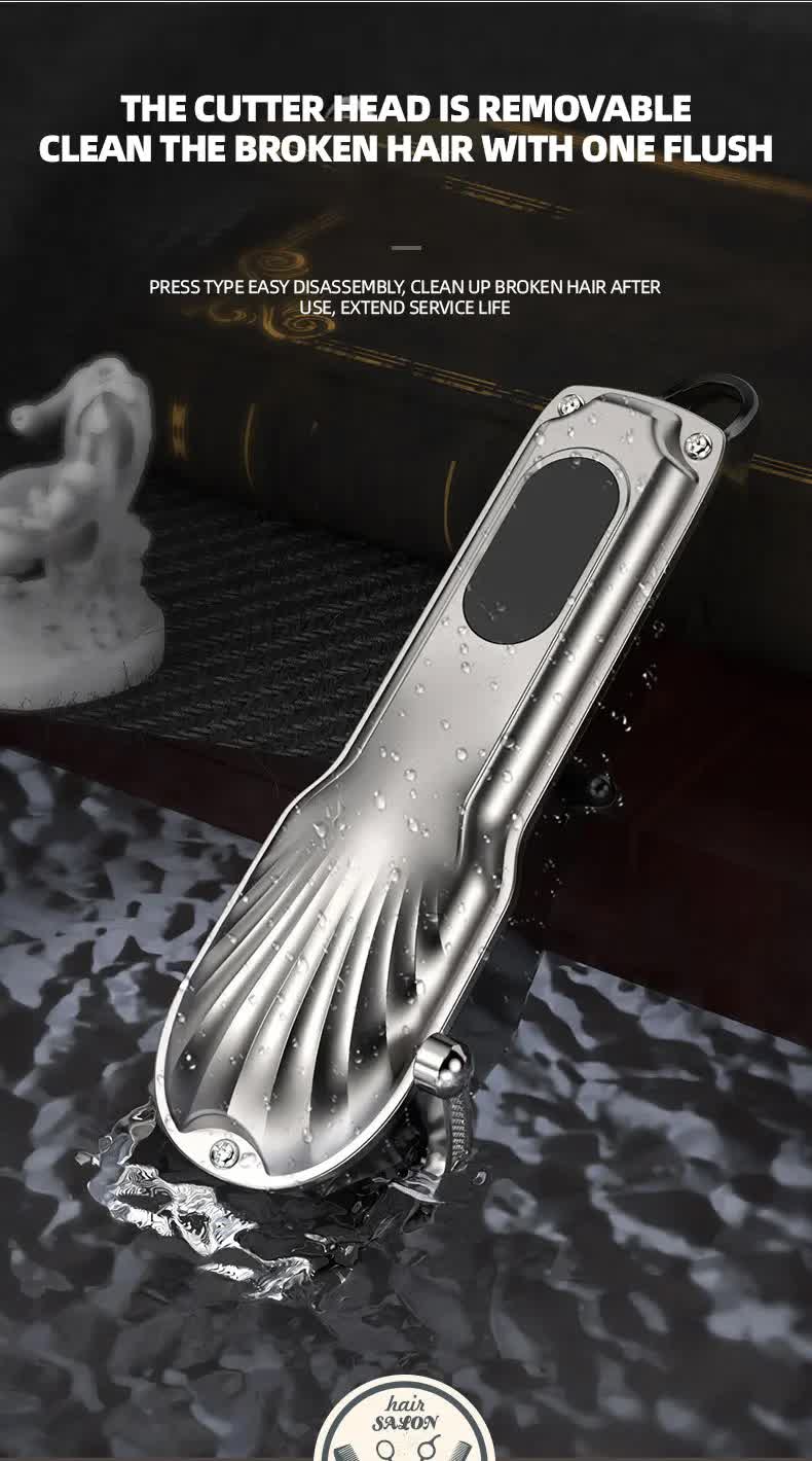 NNEDSZ White Professional Cordless Hair Clipper with LED Display - Rechargeable Electric Hair Trimmer for Men