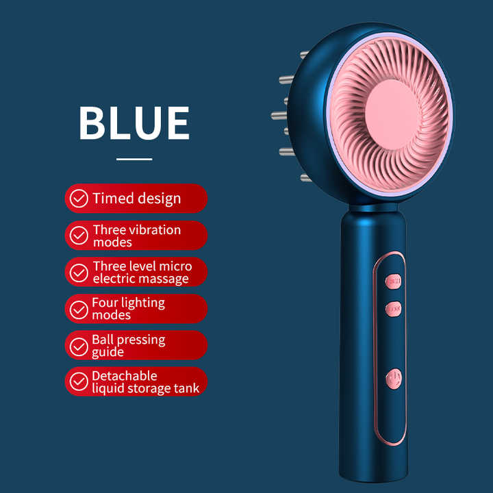 NNEDSZ Blue Intelligent Scalp Massager Brush with Red Light Therapy - Hair Care, Volumizing, and Essence Applicator