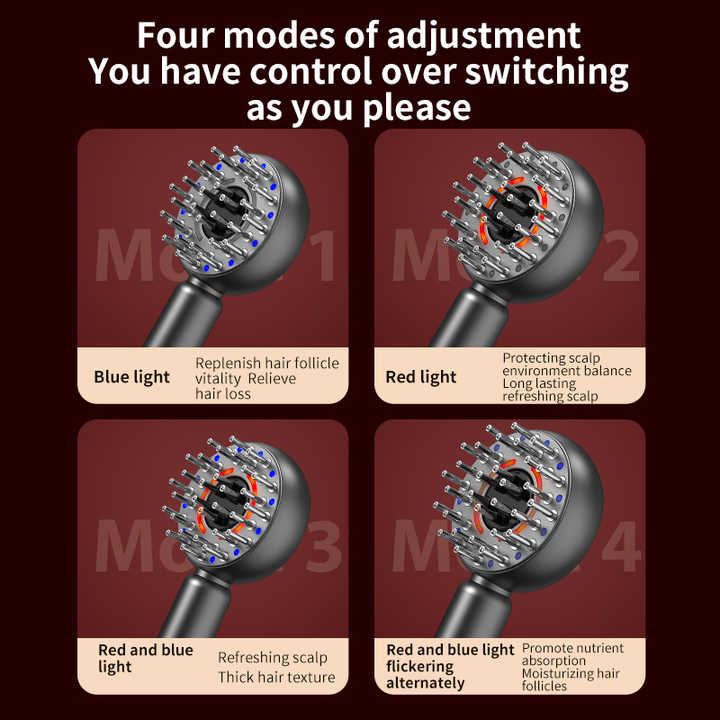 NNEDSZ Blue Intelligent Scalp Massager Brush with Red Light Therapy - Hair Care, Volumizing, and Essence Applicator