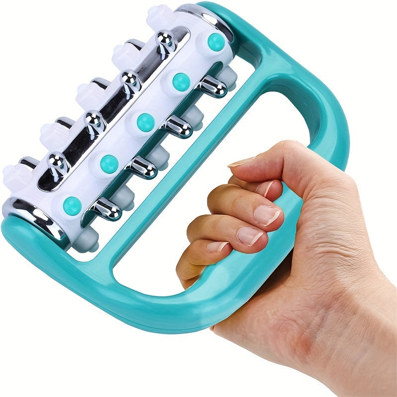 NNEDSZ 2PCS Blue Handheld Roller Massager - Mini Five-Row Manual Muscle Relaxation Tool for Acupressure and Stress Relief