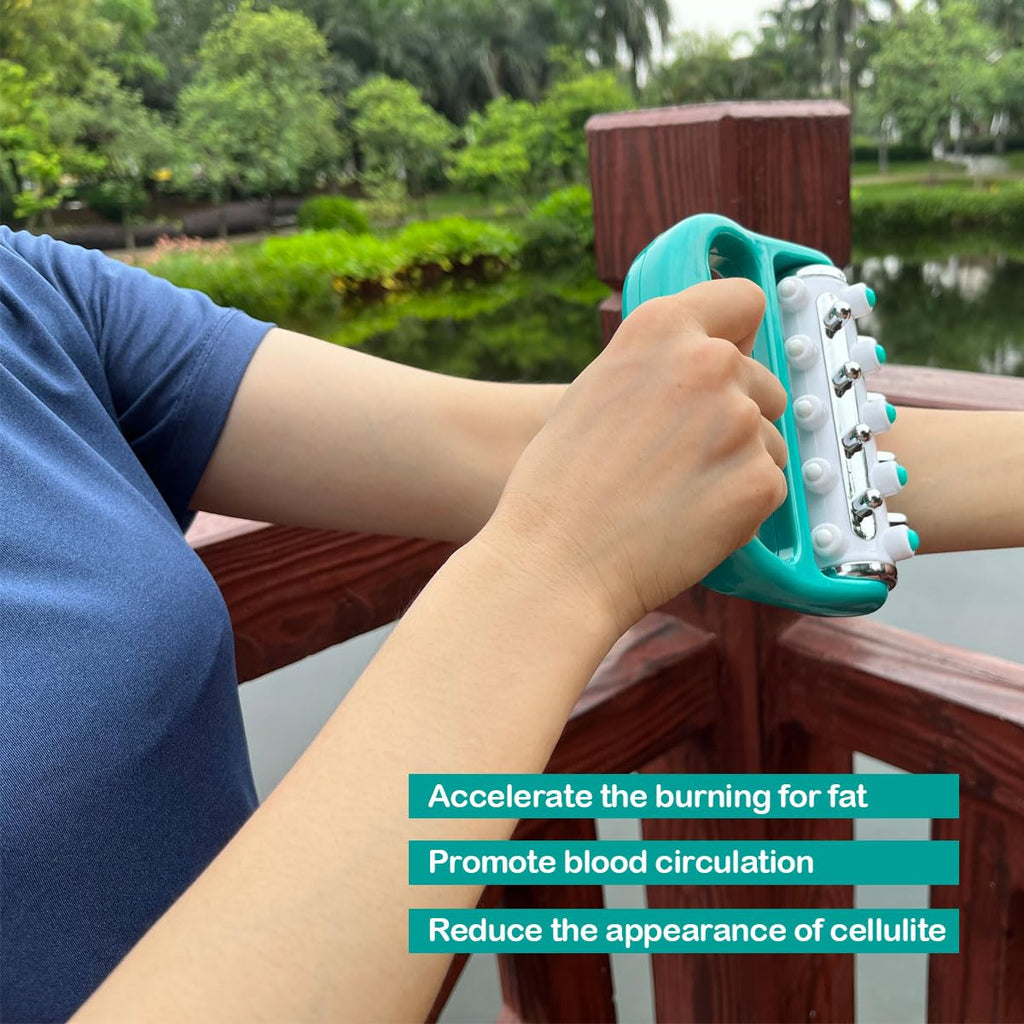 NNEDSZ 2PCS Blue Handheld Roller Massager - Mini Five-Row Manual Muscle Relaxation Tool for Acupressure and Stress Relief