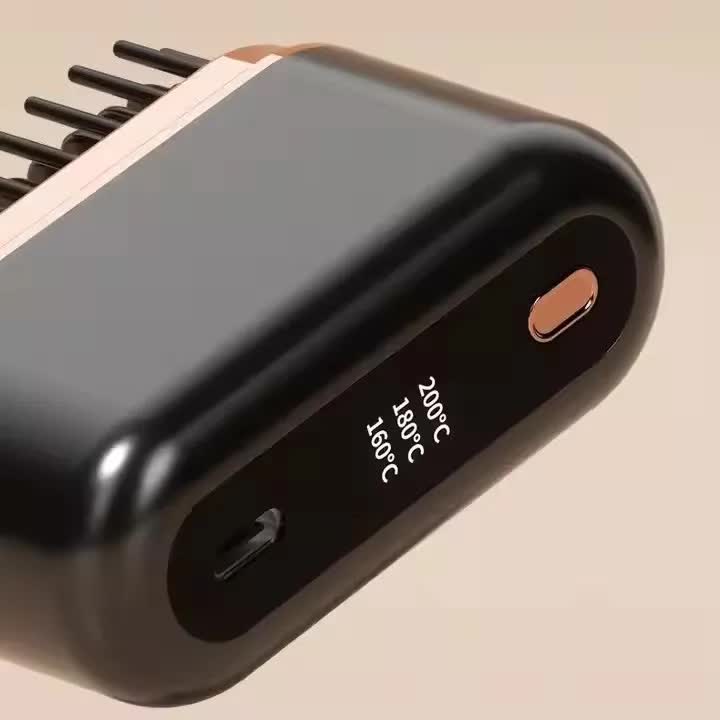 NNEDSZ White Wireless Hair Straightening Brush with Adjustable Temperature - Model HK-118