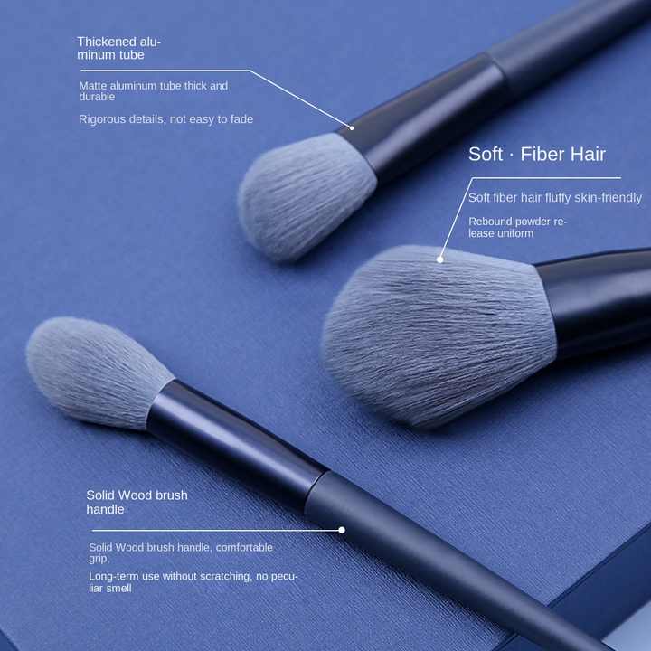 NNEDSZ Gray purple 12-Piece Professional Makeup Brush Set with Cosmetic Bag - Premium Synthetic Fiber, Wooden Handle, Aluminum Tube