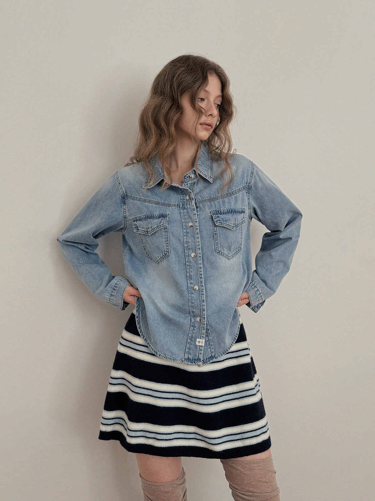 [TWEE] Myuden Pocket Denim Long Sleeve Shirt