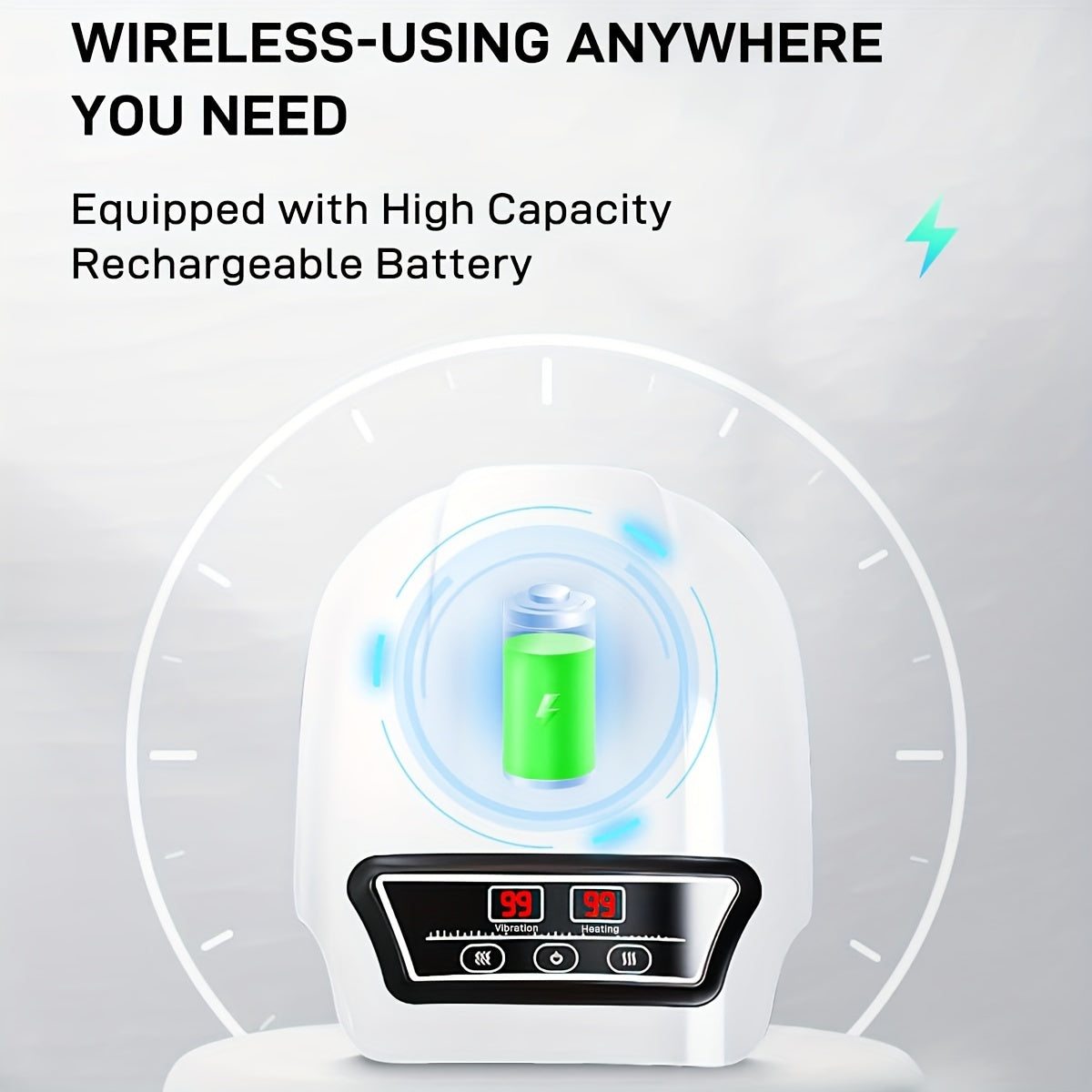 NNETM Rechargeable Knee Massager with Adjustable Temperature - White