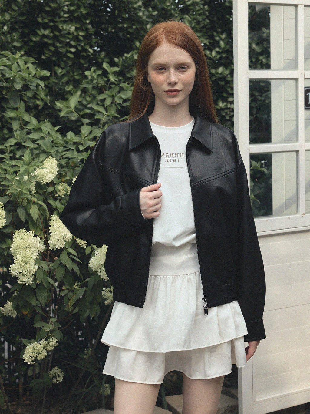 [TWEE] Loved Collar Blouson Jumper [Suede/ Leather]