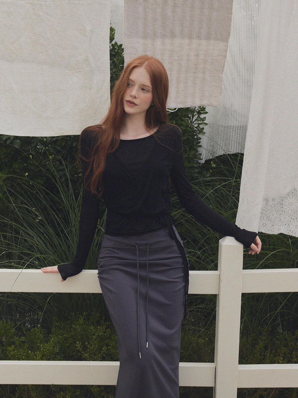 [TWEE] Eren Layered Wrap Long Sleeve T-Shirt