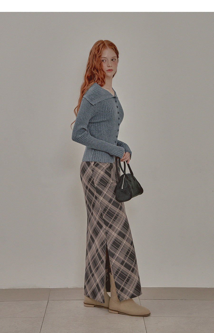 [TWEE] Heim sailor collar ribbed knit