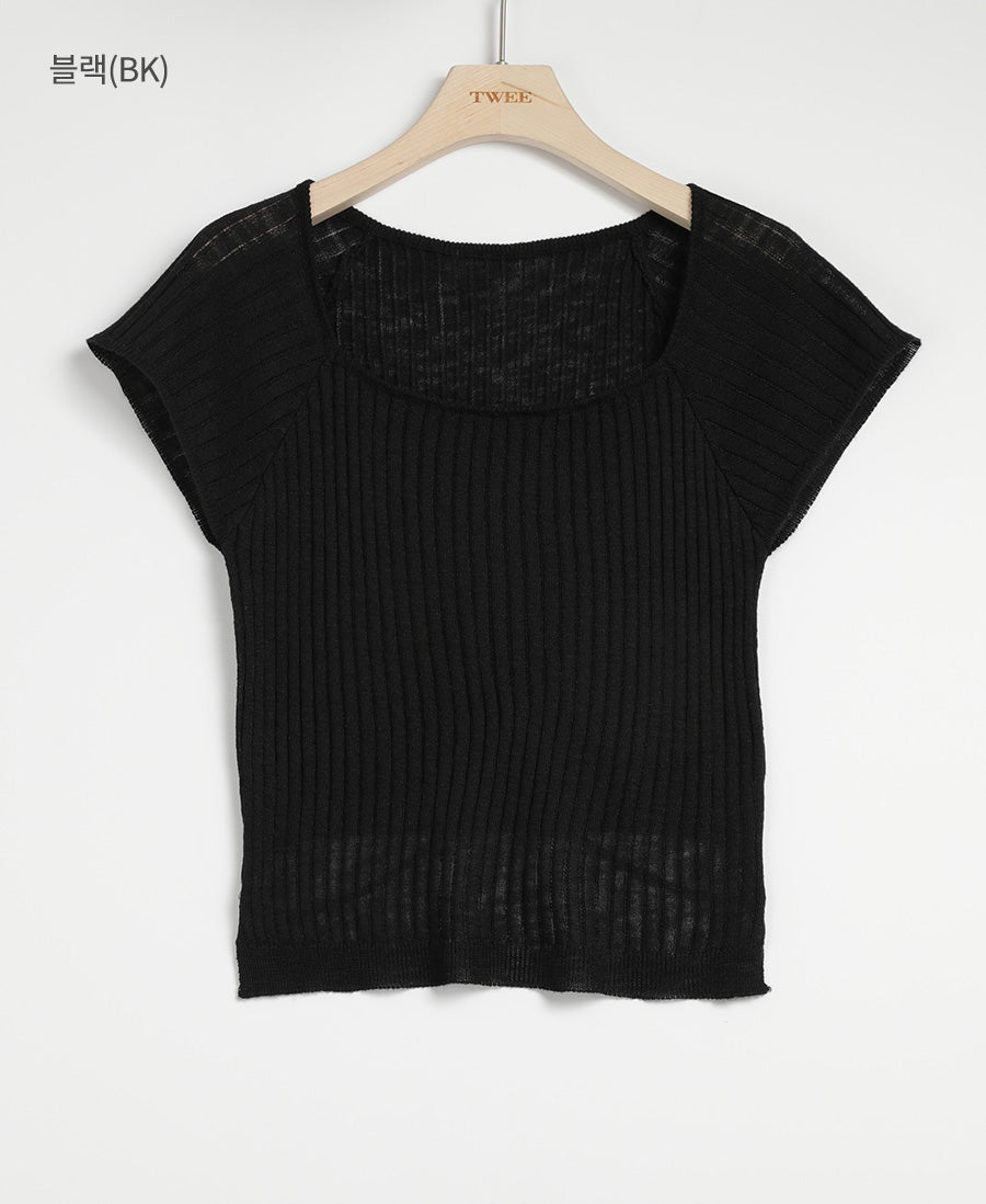 [TWEE] Back Ribbon Square Knit