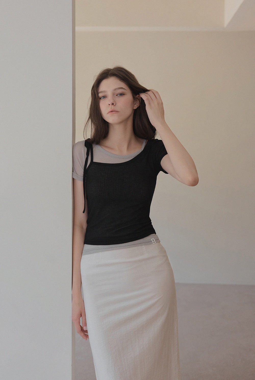 [TWEE] Winb Colorblock Layered Short Sleeve T-Shirt