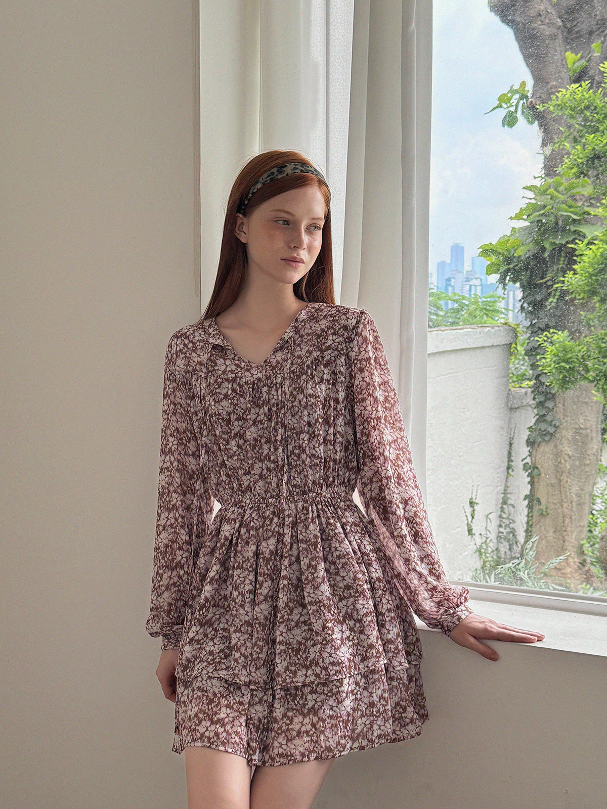 [TWEE] Sita Printed Chiffon Tiered Long Dress