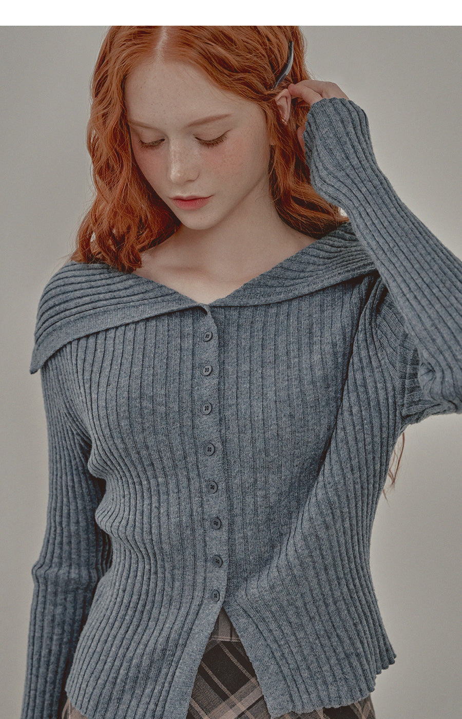 [TWEE] Heim sailor collar ribbed knit