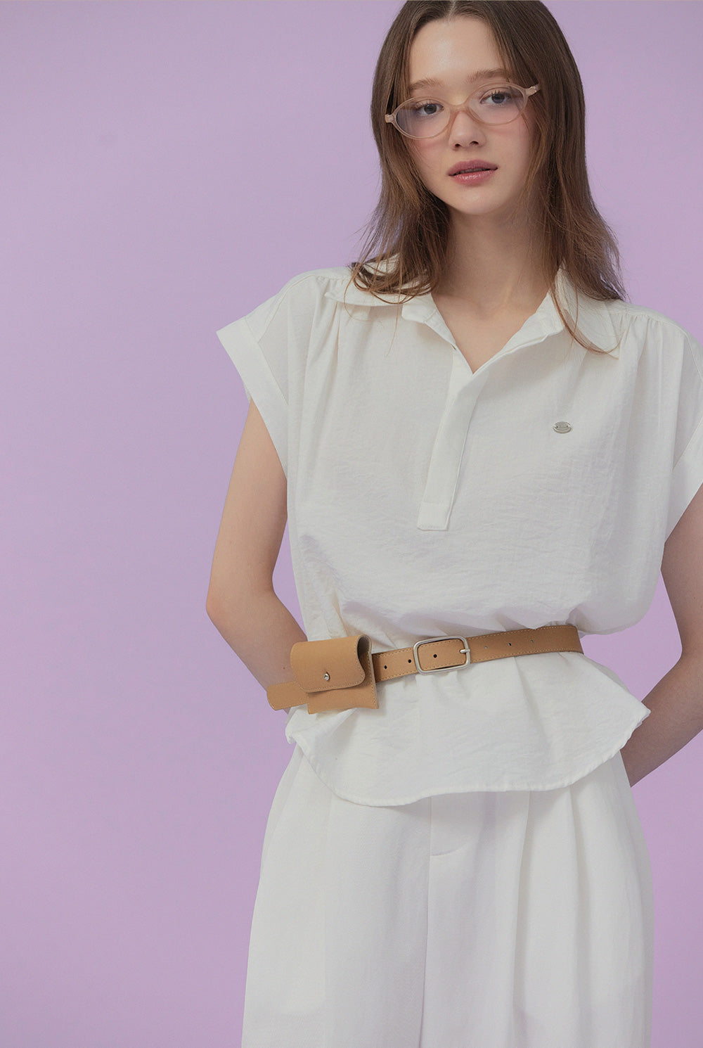 [TWEE] Unt Pin-Tuck Collar Overfit Shirt