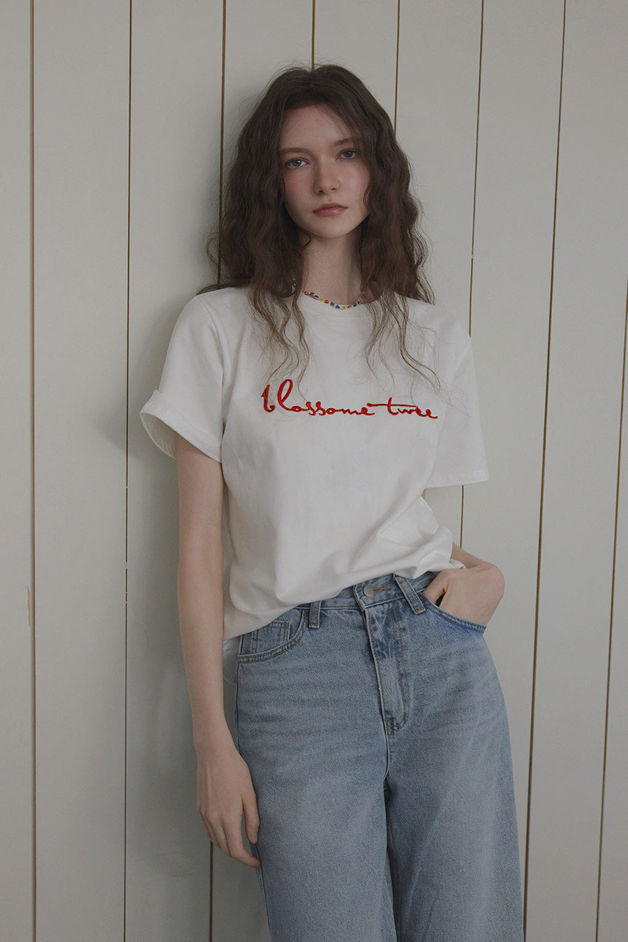 [TWEE] Poezi Big Lettering Embroidered T-Shirt