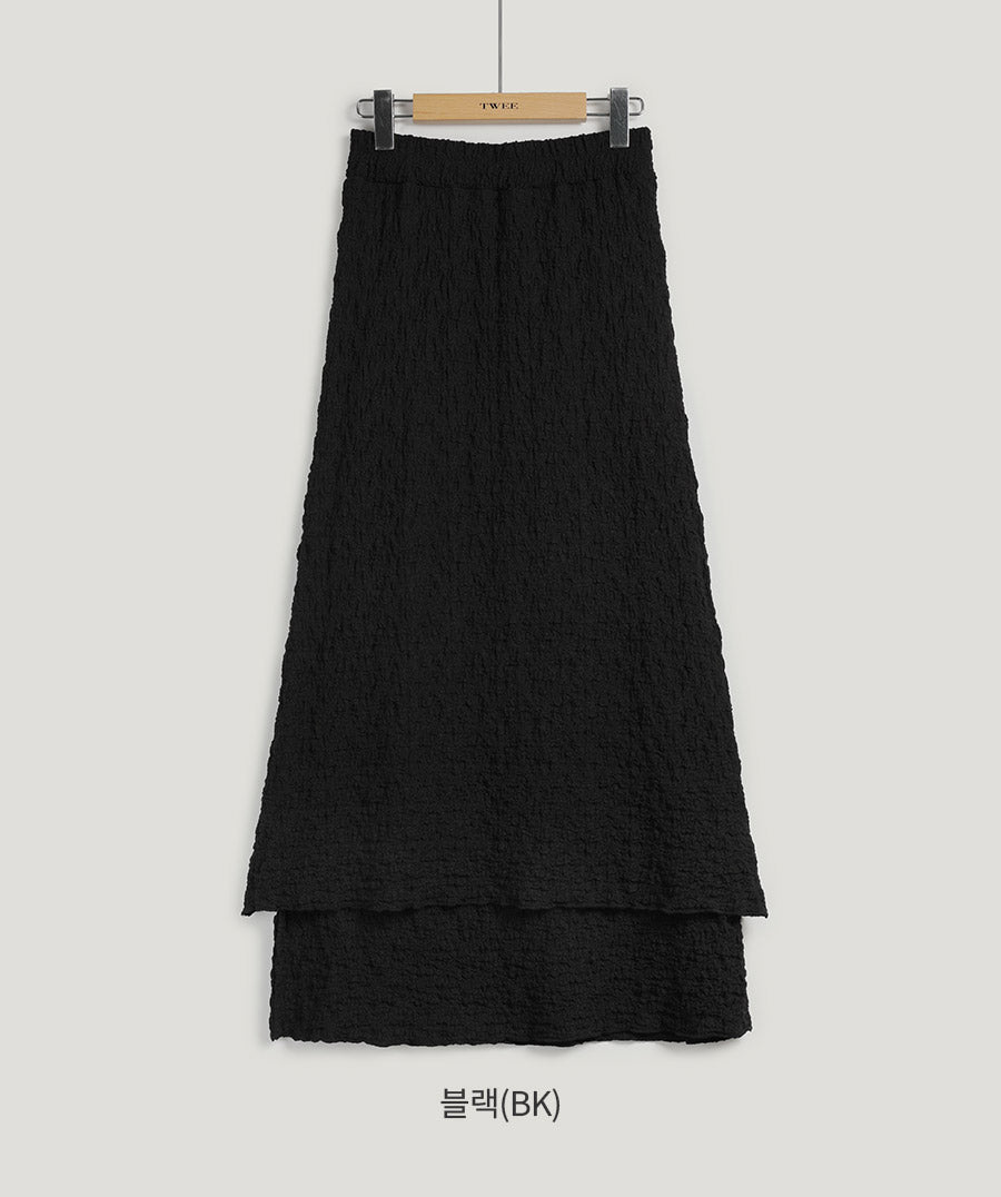 [TWEE] Neoze Layered Shirring Long Skirt