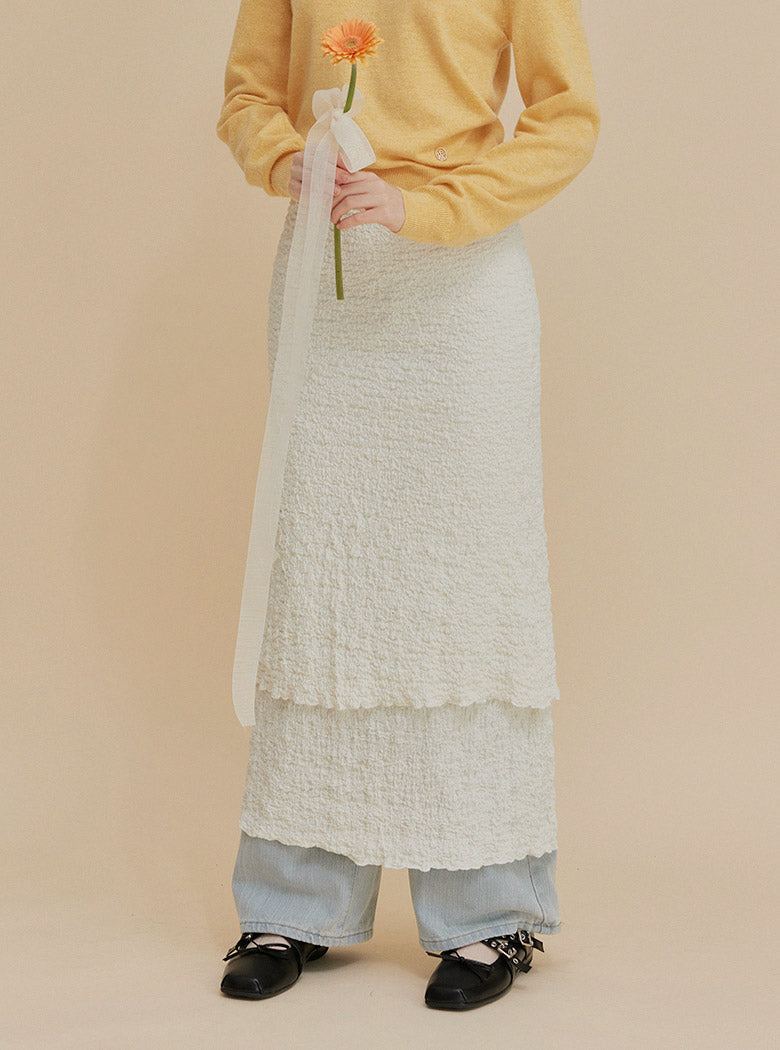 [TWEE] Neoze Layered Shirring Long Skirt