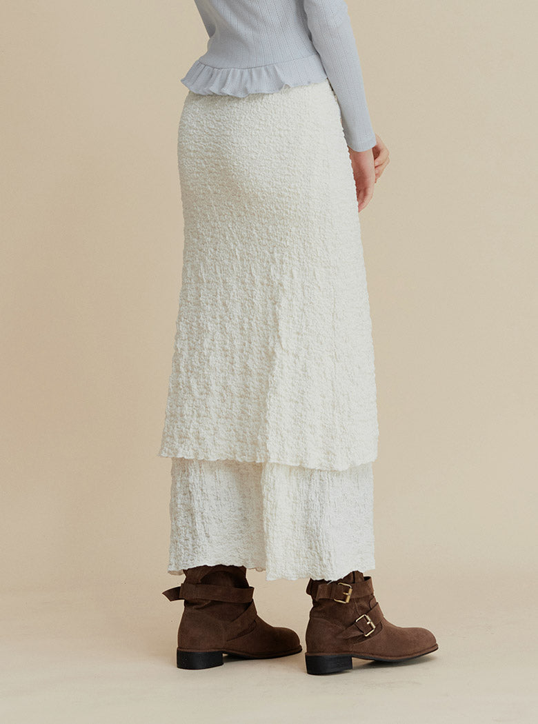 [TWEE] Neoze Layered Shirring Long Skirt