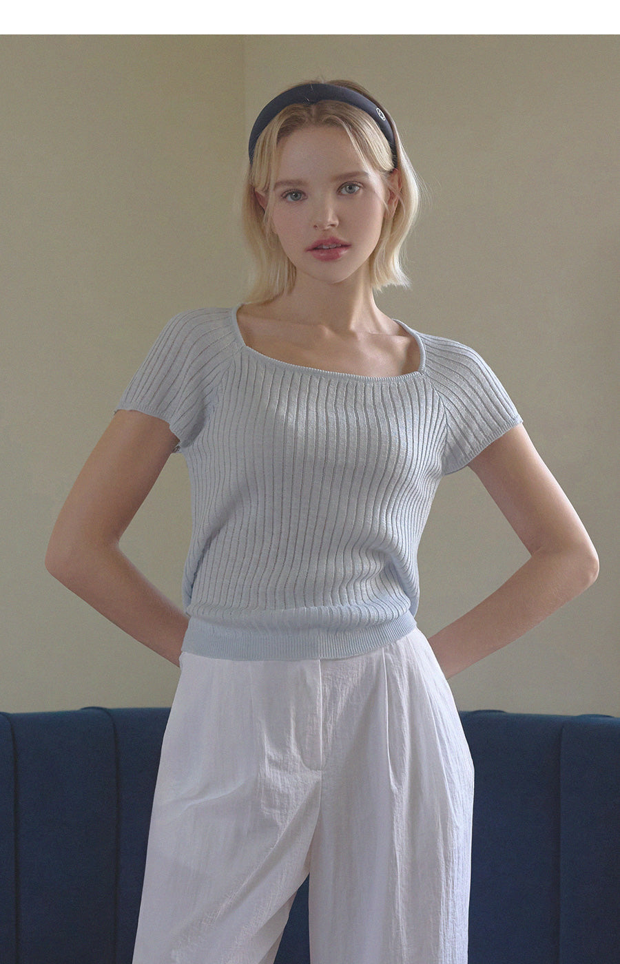 [TWEE] Back Ribbon Square Knit